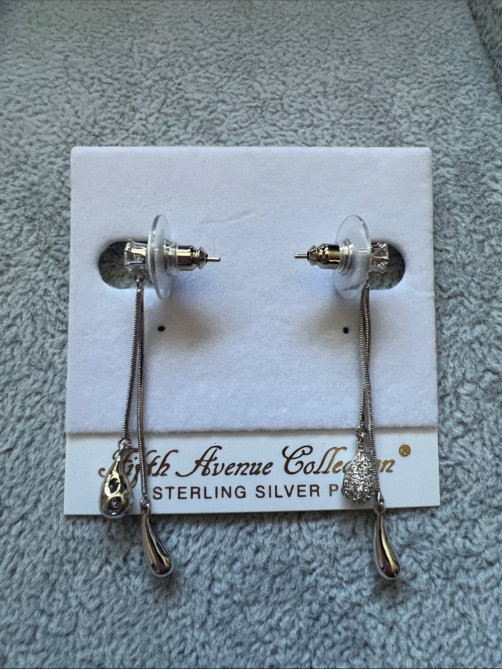 Sterling Silver post Drop Earrings - Silver